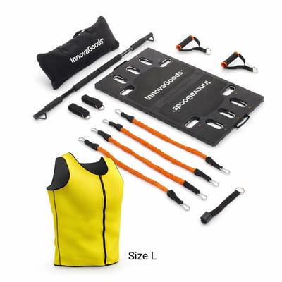 Pakket draagbaar trainingssysteem met trainingsgids en sport-saunavest man L InnovaGoods