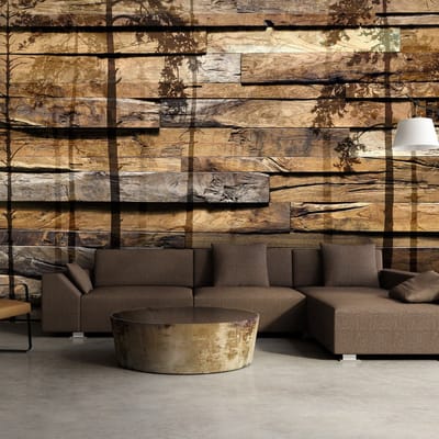 200cm X 140cm - Fotobehang - Schaduw van bomen, premium print vliesbehang