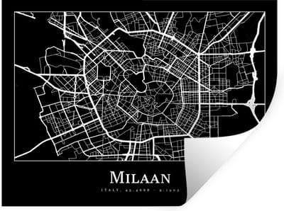 Muurstickers - Sticker Folie - Milaan - Plattegrond - Kaart - Stadskaart - 40x30 cm - Plakfolie - Muurstickers Kinderkamer - Zelfklevend Behang - Zelfklevend behangpapier - Stickerfolie