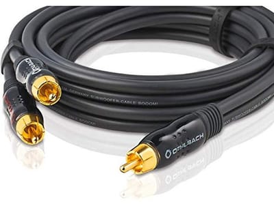 Subwoofer Y-RCA Kabel 5m - Krachtige Basweergave en Afscherming voor Home Cinema