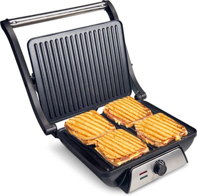 Tosti Apparaat XL voor 4 Tosti's met Temperatuurregeling - 2000W - Grill IJzer - Contactgrill - Panini - Apparaten - Uitklapbaar - Vivid Green