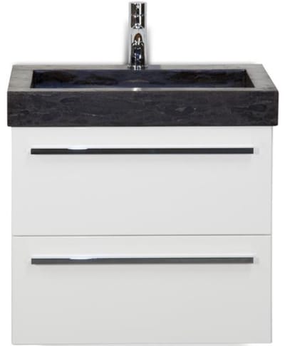 Seville Badmeubelset 60 cm - Wit Hoogglans - Wastafel Hardsteen Wit Lucca