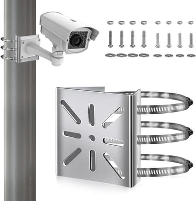 Camera Masthouder - Bevestigingsbeugel - Veiligheid Monteren - 3 Verstelbare Lussen - Tot 20cm Diameter - Zilver