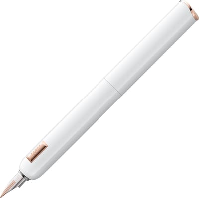 LAMY dialog cc vulpen - innovatieve draaibare vulpen in witte lak met 14 kt. tweekleurige roségouden penpunt in M - incl. 5-pack inktpatronen T 10 blauw, converter Z 27 & leren etui