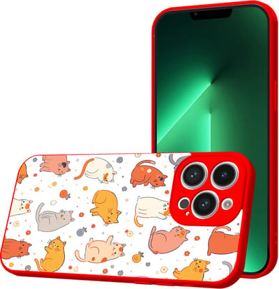 Smartphonica Telefoonhoesje Geschikt voor iPhone 13 Pro met Katten en Poezen opdruk - TPU Back Cover Case Cats Design - Rood geschikt voor iPhone 13 Pro