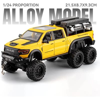 1:24 Tyrannosaurus Ram 1500 Rex Legering Pick-up Auto Model Diecast Metaal Off-Road Voertuigen Model Geluid Licht Speelgoed Cadeau