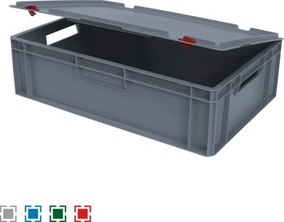 Alpac Stapelbak met deksel - Opbergbak met deksel - 600 x 400 x 190 mm - 30L - Grijs