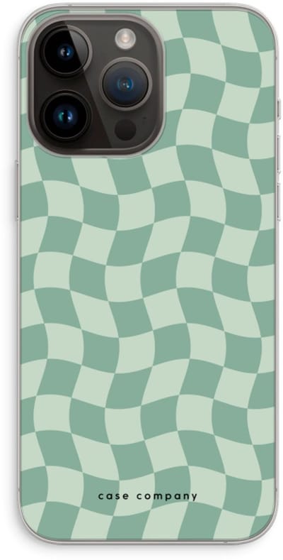 Case Company® - Hoesje geschikt voor iPhone 14 Pro Max hoesje - Grid Groen - Soft Cover Telefoonhoesje - Bescherming aan alle Kanten en Schermrand