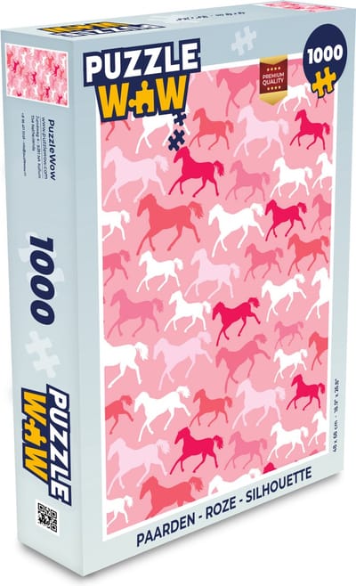 Puzzel Paarden - Roze - Silhouette - Meisjes - Kinderen - Meiden - Legpuzzel - Puzzel 1000 stukjes volwassenen