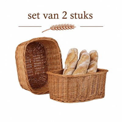 TheWickerStories Storage Collection - Rieten Opbergmanden - Set van 2 Stuks - Handgevlochten - Voor Kast en Plank