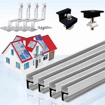 Zonnepaneelhouder voor 2 modules met verstelbare klemmen - Aluminium profiel 300 mm voor baksteendak