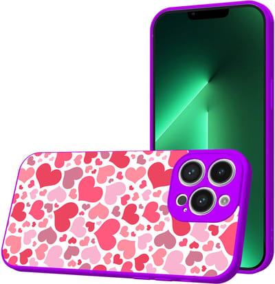 Smartphonica Telefoonhoesje Geschikt voor iPhone 13 Pro met Hartjes opdruk - TPU Back Cover Case Hearts Design - Paars geschikt voor iPhone 13 Pro