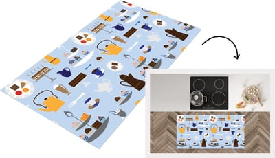 Keukenloper - Loper keuken - Patronen - Cupcake - Theepot - Thee - 120x60 cm - Keukenloper vinyl