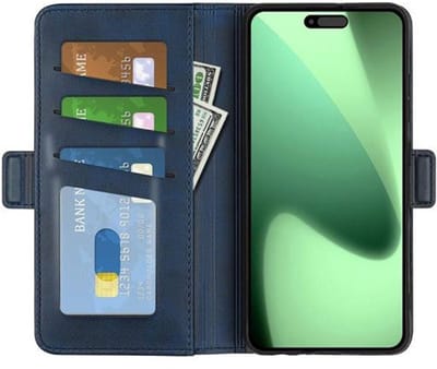 Mobiq - PU Lederen Wallet Hoesje met Sluiting geschikt voor iPhone 17 Pro - blauw