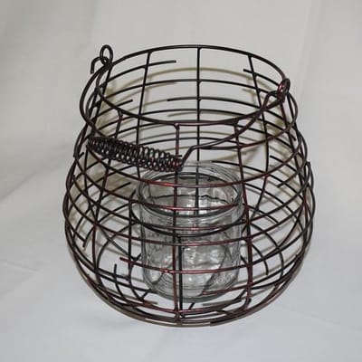 ZoeZo Design - Windlicht - kaarsenhouder - kandelaar zwart/rood - staal - 22 Ø 22 cm - soer -robuust - sober - industrieel