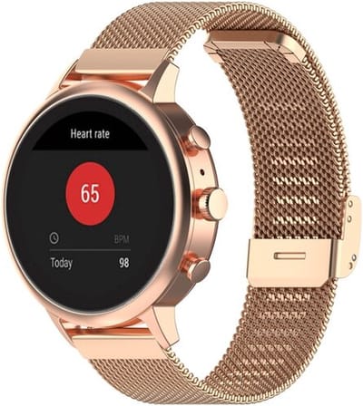 By Qubix - geschikt voor Huawei Watch GT 4 / GT 5 (41mm) & GT 5 Pro (42mm) - Milanese bandje met klemsluiting - Champagne goud