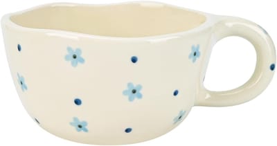 Handgemaakte keramische koffiemok voor warme dranken, schattige theekop voor vrouwen, 250ml latte, cacao en kantoorgebruik, met handvat en bloemenpatroon