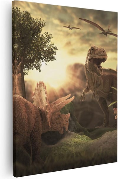 Artaza Canvas Schilderij Dinosaurus - 40x50 cm - Wanddecoratie Jungle - Muurdecoratie Dieren - Kamer Accessoires