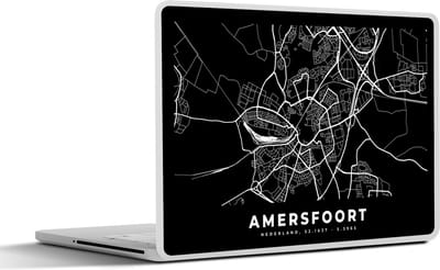 Laptop sticker - 14 inch - Amersfoort - Kaart - Zwart - 32x5x23x5cm - Laptopstickers - Laptop skin - Cover