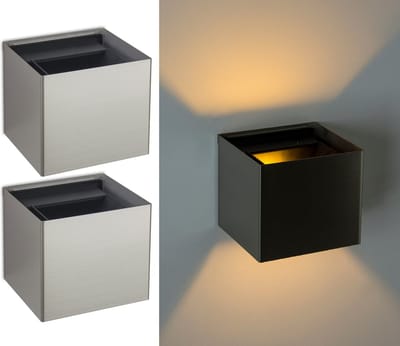 Trango Set van 2 IP44 Up & Down Wandspot 8015-02A *FLEX* in antraciet mat hoekig incl. 1x 3,5 Watt G9 LED-lamp met instelbare stralingshoek als binnen- en buitenarmatuur, buitenspot, wandlamp