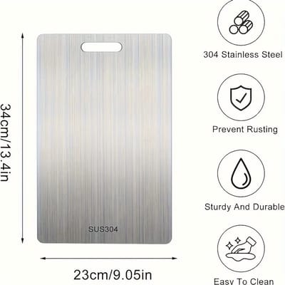 JOYNEXTBUY - Snijplank van Roestvrij Staal 304 – Dubbelzijdige Keuken Snijplank – Food Grade Snijbord – Hygiënisch en Duurzaam