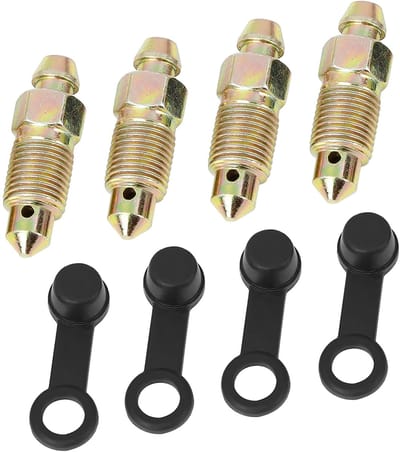 Dailygoods- Ontluchtingsschroef met Dop - Set van 4 Stuks - Universeel Geschikt voor Motorremklauwen - Schroefgrootte M10x1mm - Schachtlengte 20mm - Voorkomt Lekkage Remvloeistof - Remnippel