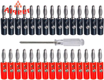 30 Stuks 4mm Banaanstekkers in Rood en Zwart, Soldeerloze Aansluiting