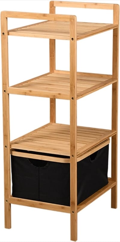 Rek met uittrekbare mand, Kesper, 93.5x44x34cm, FSC Bamboe