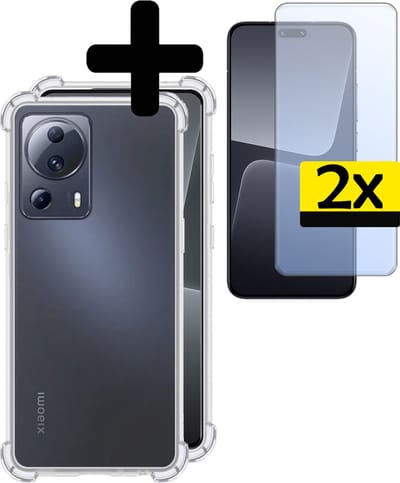 Hoesje - Met Screenprotector - 2 Stuks - Geschikt voor Xiaomi 13 Lite - Sterk & Shockproof - Siliconen Case - Back Cover - Telefoon Hoes - Shock Proof - Telefoonhoesjes - Transparant