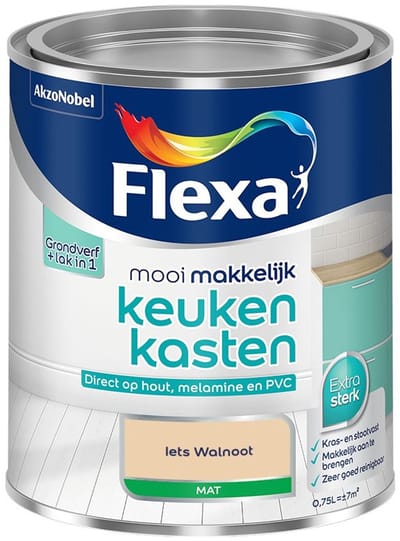 Flexa - Mooi Makkelijk Keukenkasten Mat - Iets Walnoot - Mengverf - 750 Ml