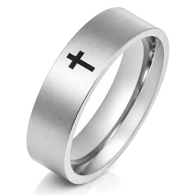 Stalen mannen ring LGT Jewels Zwart Kruis-22mm