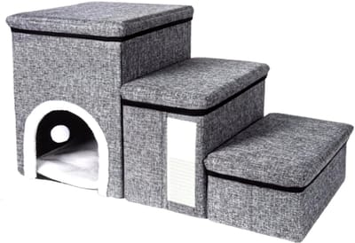 Geargalaxy Huisdierentrap - Honden- & Kattenladder - Opstaptrap - Dierentrap - 3-Treden Trap - Met Opbergruimte - 75x32x41cm
