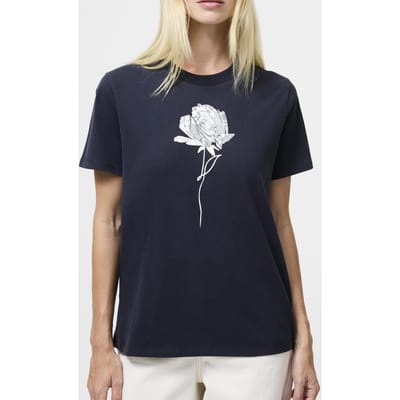 French Connection Rose Graphic S/s Tee Navy/white Navy/white Maat: S | Tops Outlet | Dames | Blauw