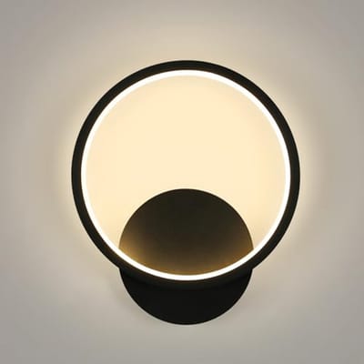 Moderne Ronde Wandlamp 12W - Zwart - Warm Wit LED Verlichting voor Woonkamer en Slaapkamer