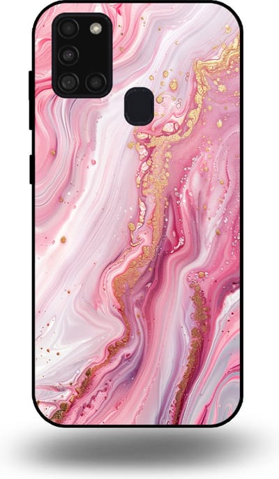 Smartphonica Telefoonhoesje geschikt voor Samsung Galaxy A21s met marmer opdruk - TPU backcover case marble design - Roze geschikt voor Samsung Galaxy A21s