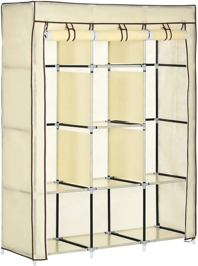 Kledingkast - Kledingkasten Slaapkamer - Garderobekast - 125 x 43 x 162,5 cm - Opvouwbaar - Stof met Metaal - Crèmewit