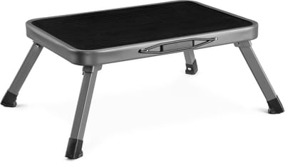 Famanu - Inklapbare metalen opstapkruk, stabiel en antislip, 45×33×17 cm, geschikt voor keuken of werkplaats