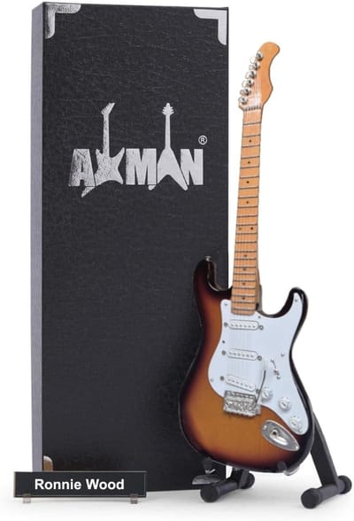 Miniatuur Gitaar - Handgemaakt Ornament - Muziekgeschenken - Inclusief Standaard - 25 x 11 x 4 cm