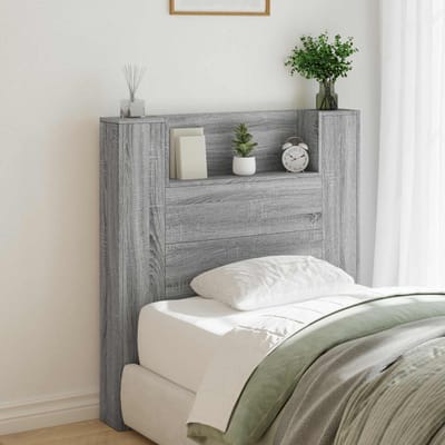 vidaXL - Opslag - hoofdeinde - met - LED - Grijs - Sonoma - Bewerkt - hout