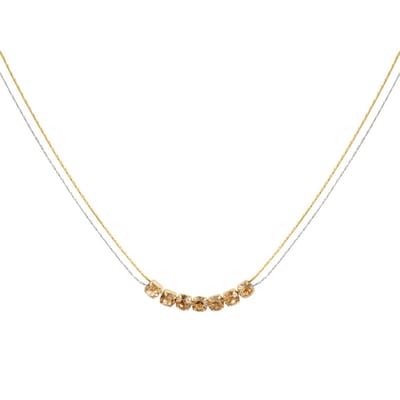 Ketting goud/zilver met beige steentjes - stainless steel