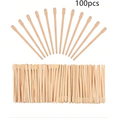 100 Pièces Bâtonnets de Cire en Bois - Applicateurs de Cire Petits pour Sourcils, Lèvres, Nez - Pour l'Épilation et une Peau Lisse - Usage Professionnel en Spa et à Domicile 100pcs