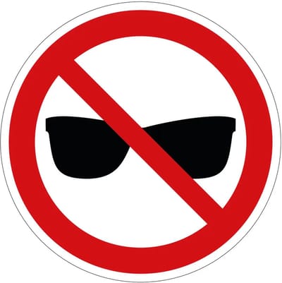 Zonnebrillen verboden verbodssticker | 10 cm