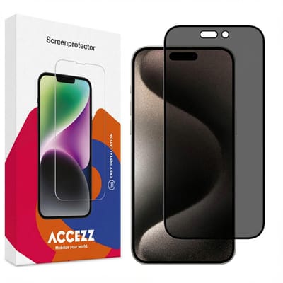 Accezz Screen Protector - Geschikt voor Apple iPhone 15 Pro - Gehard Glas Privacy Screenprotector