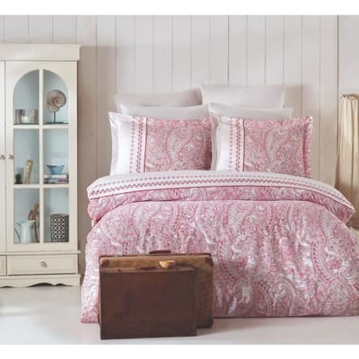Beddengoedset - 1 dekbedovertrek 220 x 240 cm + 2 kussenslopen 60 x 60 cm - 100% versterkt katoen - Roze