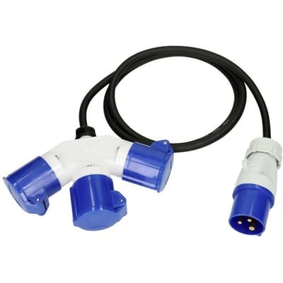 Max Hauri 163897 Stroom Verlengkabel Blauw, Zwart 1.5 m H07RN-F 3G 1,5 mm² Oliebestendig, UV-bestendig, Zuurbestendig