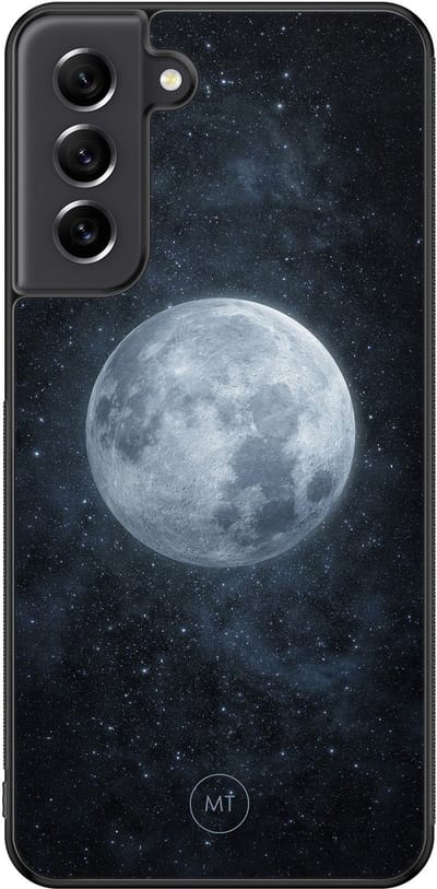 Hoesje geschikt voor Samsung Galaxy S21 FE - Maan - TPU Hard Case Backcover - Blauw - Mooie Telefoonhoesjes