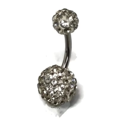 Aramat Jewels | Piercings | Shamballa Navelpiercing met Transparante kristallen | | | |8mm | Staal | Volwassenen | Verkleurd niet