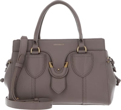 COCCINELLE Leren Schoudertas Handtas York Handbag Grained Leather Warm Taupe