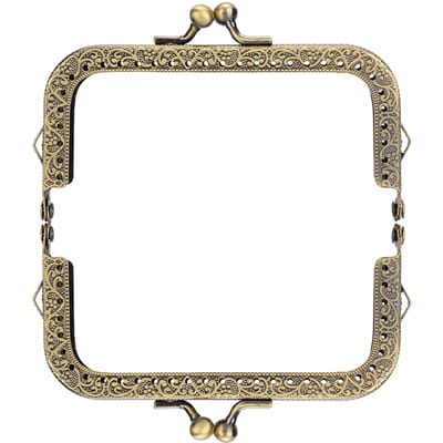 2 stuks DIY Tashengsel Groen Brons Vierkant Portemonneeframe Gepreegd Metalen Handtashengsel (10.5cm) beige