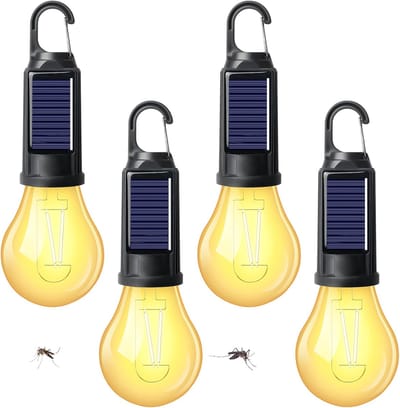Thijox - 4x Oplaadbare Campinglamp LED Draagbaar met Muggenbeschermer, 3 Lichtmodi, Waterdichte Tentlamp voor Camping, Noodgevallen en Stroomuitval